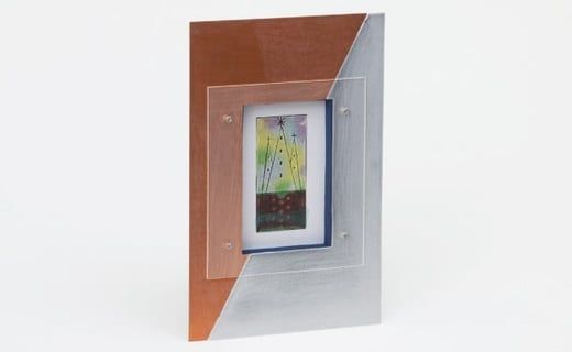 銅とアルミの対比が美しい｢ハーフ&ハーフ ポストカードフレーム｣ 1個【お部屋をオシャレに演出!!】N-84