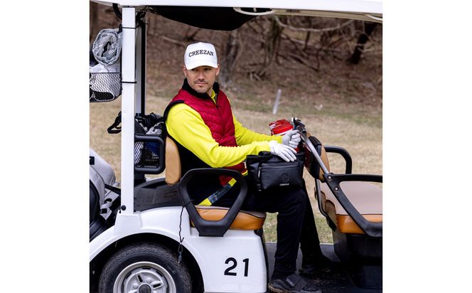 CREEZAN GOLF クリーザンゴルフ カートバッグトート ブラック CCGI-014-02 / ゴルフ カートバッグ ゴルフバッグ トートバッグ 2way 軽量 収納力 水濡れに強い 高機能合成皮革 ショルダーストラップ付き シンプル デザイン