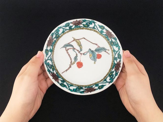 九谷焼　5.2号皿揃　果実絵変り （5枚セット）a01 食器 キッチン雑貨 キッチンアイテム 雑貨 小物 お皿 丸皿 食卓 テーブルコーディネート 