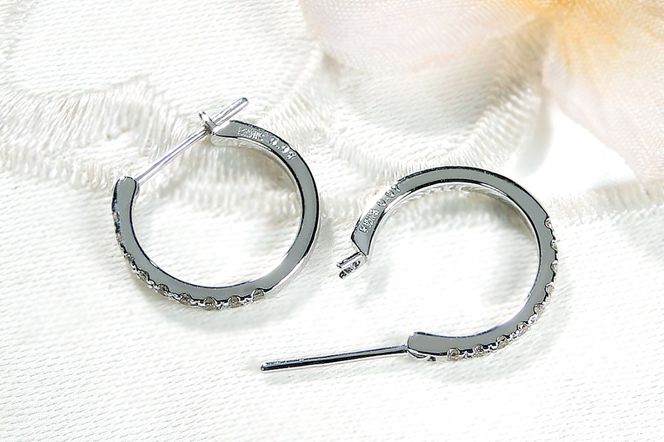 K10WG ダイヤモンド フープ ピアス 0.14ct EmP0071-10W SWCJ003-wg