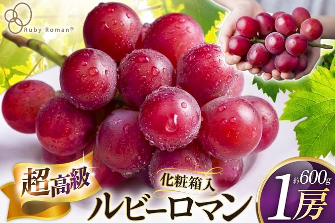 【期間限定発送】 超高級 ぶどう ルビーロマン 1房 約600g 化粧箱入 [モアショップヤマモト 石川県 宝達志水町 38601393] ブドウ 葡萄 フルーツ くだもの 果物 大粒 石川