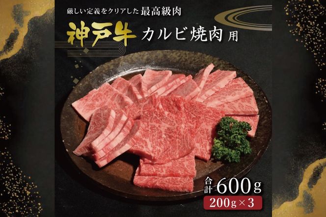 神戸牛カルビ焼肉（600ｇ） [肉 牛肉 神戸牛 最高級肉 神戸ビーフ 神戸肉 但馬牛 ばら肉 脂身 カルビ 焼肉 お取り寄せ 加東市 兵庫県]