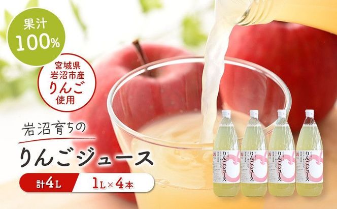 りんごジュース 1L×4本 セット 100% ストレート 1000ml 瓶 りんご ジュース 飲料 飲み物 ドリンク 果汁 果汁ジュース リンゴジュース 岩沼育ち 宮城 宮城県 岩沼市