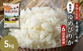 6ヵ月 定期便 銀山米研究会の無洗米＜ゆめぴりか＞5kg×1袋【機内食に採用】 ライス 白米 精米 ブランド米 おにぎり お弁当 北海道産 産地直送 ご飯 時短 朝ごはん 夜ごはん 昼ごはん [株式会社 松原米穀]