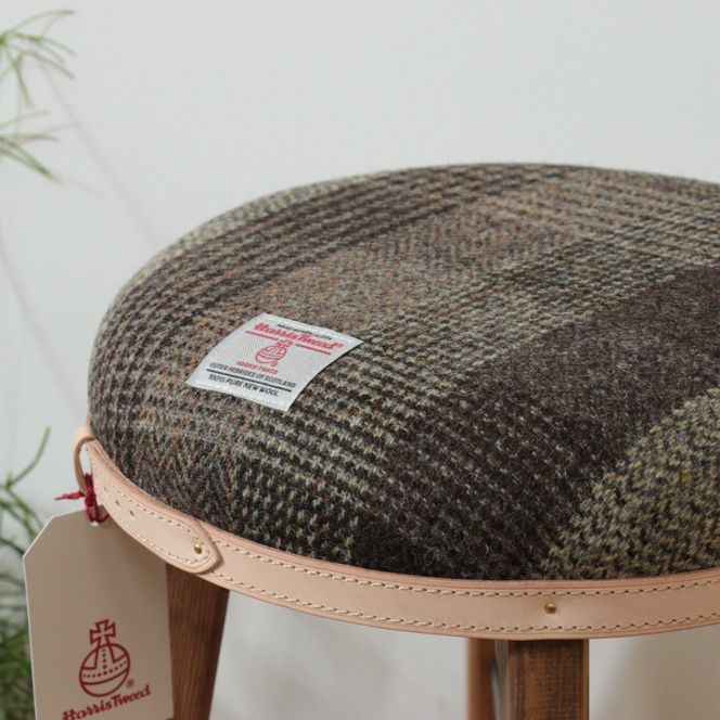 まぁるいスツール【ブラウンチェック】 子供 椅子イスキッズ HARRIS TWEED（ハリスツイード） Z126VC03