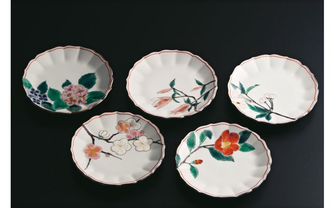 鉢揃　絵変わり四季の花　晄窯 172111_CY3040