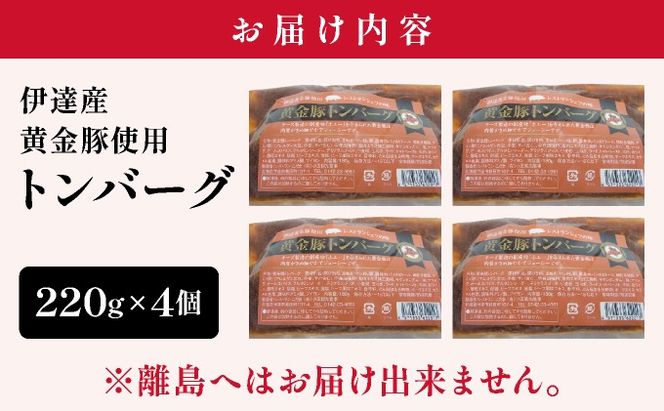 伊達産黄金豚使用【トンバーグ】200g×4個セット
