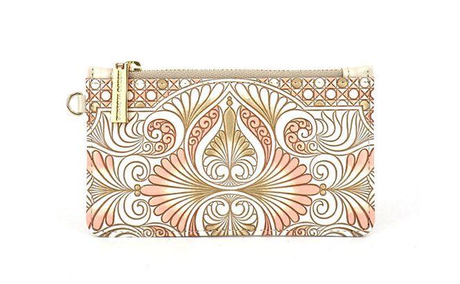 【文庫屋大関】すっきりカードケース　ロカイユ＜ベビーピンク＞【皮革工芸品】 ファッション小物 雑貨 フラグメントケース 小銭入れ付き 収納 スマート 日本製 