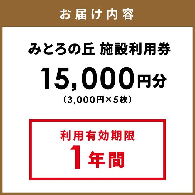 遊んで、食べて、泊まれる！「みとろの丘」ふるさと納税限定利用券(3000円×5枚)《 体験 自然 宿泊券 チケット クーポン 》【2406L14801】