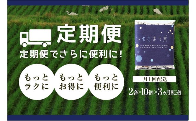 【定期便／3ヶ月】ゆきまち米 2合×10個 極上魚沼産コシヒカリ お米 こしひかり 魚沼産こしひかり