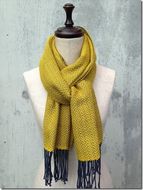 ito to iro 手染め・手織り仕上「ストール」メリノウール100% 網代斜紋・マスタードイエロー ファッション小物 