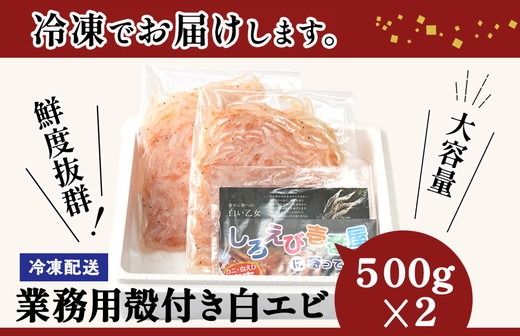 業務用殻付きシロエビ500g×2