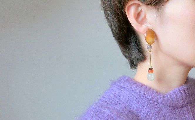 Jupiter ピアス アクセサリー 天然石 1個 [Q]handmadejewely【ゴールド グリーン ブラウン オレンジ シンプル クール エレガント 可愛い ハンドメイド ジュエリー 手作り  職人 上品 華やか ドレス 結婚式 大人の雰囲気 ギフト プレゼント】