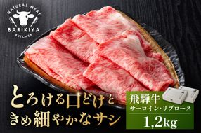 『飛騨牛』サーロイン・リブロース　すき焼き・しゃぶしゃぶ用　1,2kg 【0110-011】