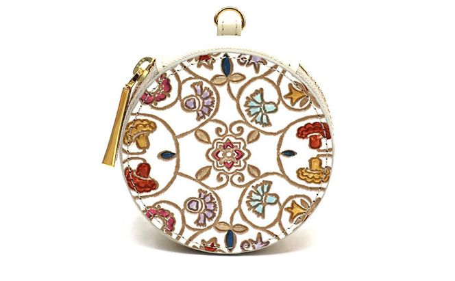 【文庫屋大関】マカロンポーチ 金唐小花【皮革工芸品】 ポーチ ミニポーチ 小物入れ アクセサリー入れ イヤホン入れ 収納 保管ケース 手のひらサイズ  本革 革 皮革 工芸品 工芸 雑貨 ギフト プレゼント 日本製 東京