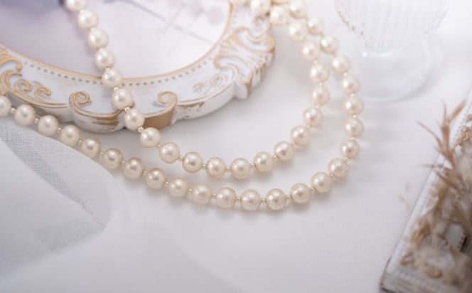 GL006コットンパール「キスカ」ロングネックレス(金具ゴールド)