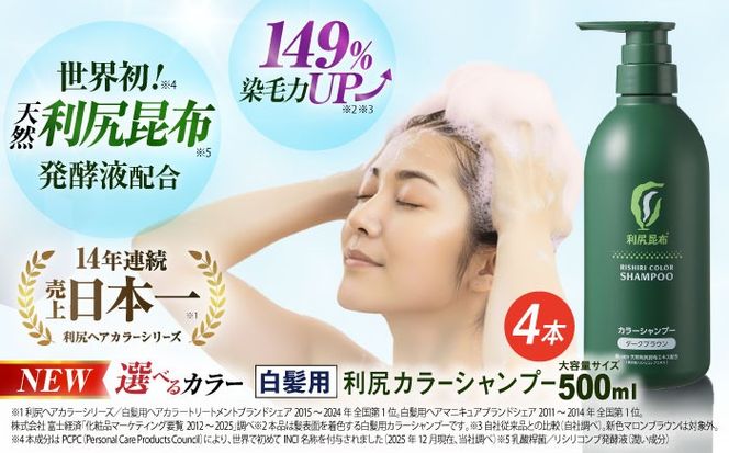【4本入】［白髪用］ 利尻カラーシャンプー 大容量サイズ 糸島市 / 株式会社ピュール ヘアケア シャンプー [AZA067] シャンプー 白髪染め カラーシャンプー 無添加 ノンシリコン 大容量