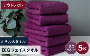 X1-2 【アウトレット】ヒオリエ ホテルタオル ビックフェイスタオル 5枚 ラズベリー【スピード発送 泉州タオル 吸水 普段使い 無地 シンプル 日用品 】