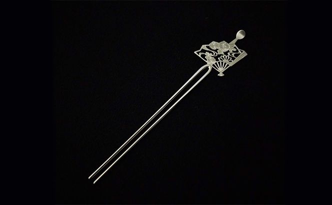 かんざし 伝統工芸 扇面菊水 平打ち簪 かざり工芸三浦 簪 ヘア アクセサリー 民芸品 工芸品　【 墨田区 】 ヘアアクセサリー 