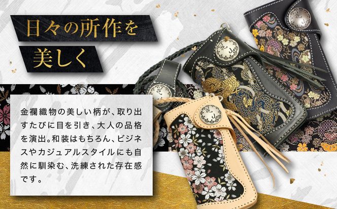 【デグナー】花山レザーウォレット [W-9AK] 龍 ブラック｜京都 バイクギア 人気ブランド バイク［ レザー 財布 ウォレット 金襴織物 おしゃれ 人気 おすすめ 革 牛革 ツーリング ライダー バイカー バイク お取り寄せ 通販 送料無料 ふるさと納税 ］ 261009_A-JR162VC04