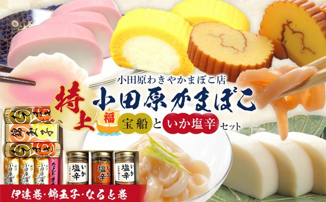 特上 小田原蒲鉾詰合 宝船と、いか塩辛3本箱入セット【惣菜 イカ塩辛 かまぼこ 地元特産品 小田原特産品 伝統技法 板付き蒸しかまぼこ だてまき 錦玉子 なるとまき 神奈川県 小田原市 】 142069_CN007
