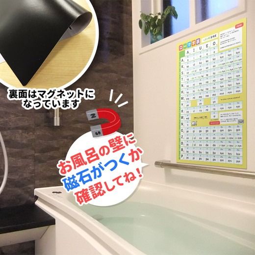 【ローマ字表ポスター】マグネットシート製 お風呂ポスター 40cm×57cm