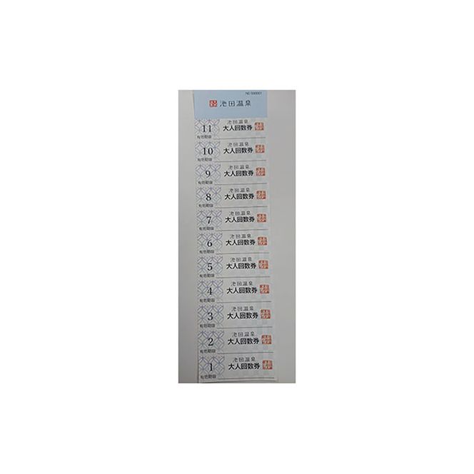 池田温泉 大人回数券1冊 (11枚つづり) チケット 温泉利用券 