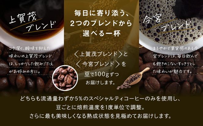 【AMANO COFFEE ROASTERS】スペシャリティコーヒー 上賀茂ブレンド100g 今宮ブレンド100g＜豆タイプ＞｜京都 コーヒー 人気ブランド［ 京都 アマノコーヒー スペシャルティコーヒー豆専門店 ブレンドコーヒー 人気 おすすめ ギフト お取り寄せ 通販 送料無料 ふるさと納税 ] 261009_A-AAE013VC03