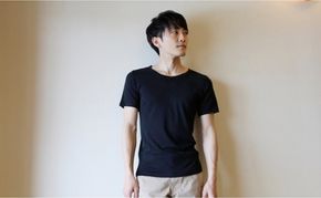 《絹生活研究所》インナー／メンズ／半袖／黒（2サイズ） インナーウェア 下着 肌着 Tシャツ ファッション 服 男性 