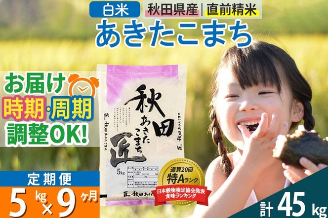 【白米】＜令和8年産 新米予約＞ 《定期便9ヶ月》秋田県産 あきたこまち 5kg (5kg×1袋)×9回 5キロ お米 匠 |02_snk-010309
