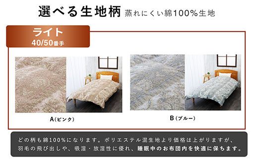 羽毛布団 打ち直し シングル掛け1枚→シングル掛け1枚 【ライトコース】 冬用 綿100% リフォーム 322032_BD034