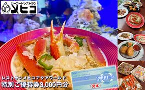 167-66-001　レストランメヒコアクアワールド特別ご優待券3000円分【 お食事券 茨城県 日立市 】
