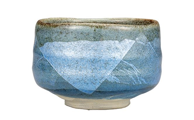 九谷焼　 抹茶碗　青銀彩　a03 