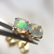 ピアス 宝石質 AAA エチオピア オパール 4mm K14gf