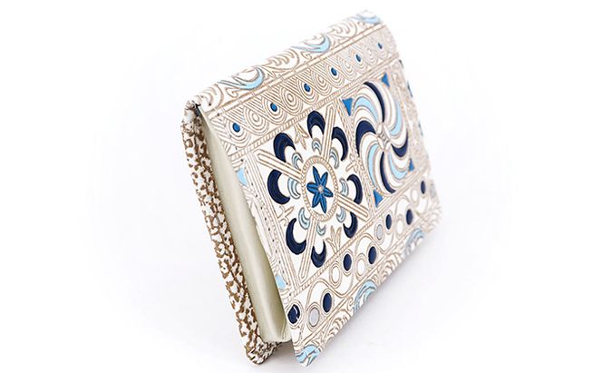 【文庫屋大関】箱まち小銭入れ　錦紗＜青＞【皮革工芸品】 ファッション小物 財布 民芸品 