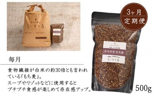 食物繊維を定期的に！お米5kgとむらさきもち麦3ヶ月定期便/計3回発送_2103R