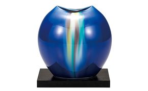 九谷焼　4号一輪生　釉彩虹河（台付）博峰窯 