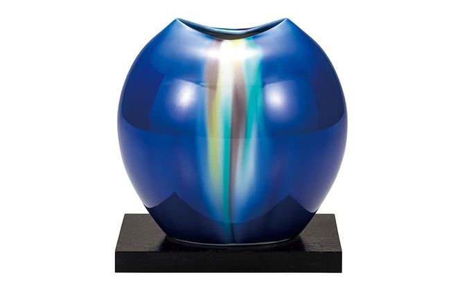 九谷焼　4号一輪生　釉彩虹河（台付）博峰窯 