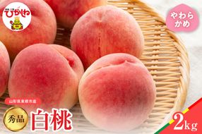 【2026年産】白桃 品種おまかせ 秀品2kg(やわらかめ) 松栗提供 山形県 東根市 hi062-057