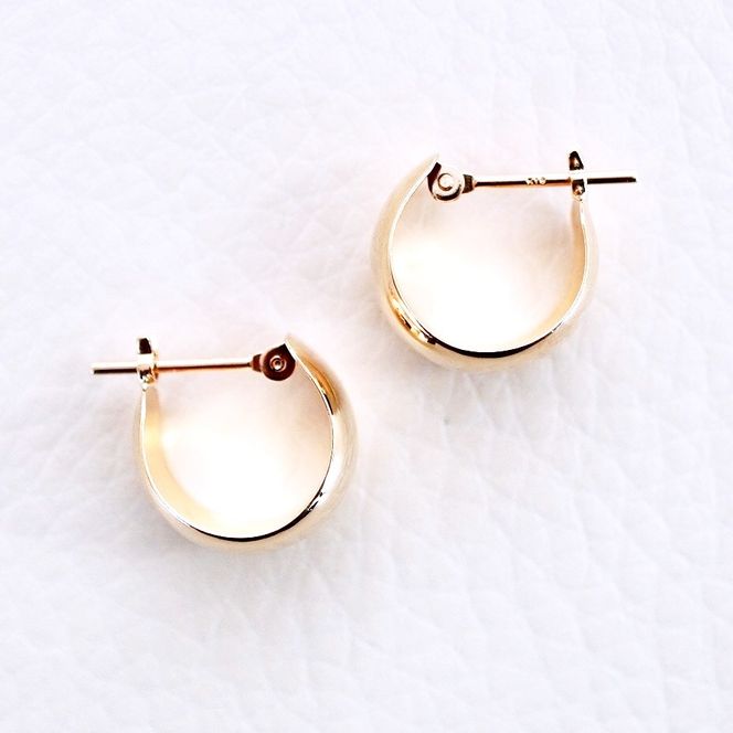 K18 18金 イエローゴールド 地金 ボリューム フープ ピアス (直径11mm) 保証書付 KO-0054 SWAD080-11mm