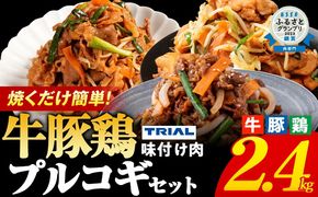 プルコギ 味付け肉 牛肉 豚肉 鶏肉 食べ比べ 詰め合わせ 冷凍 味付き 小分け 真空パック 焼肉 お試しセット 2.4kg 惣菜 おかず 時短 焼くだけ 簡単調理 韓国料理 お弁当