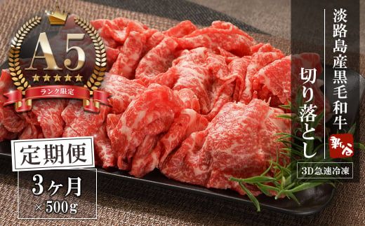 【定期便3ヶ月】【A5ランク限定】淡路島産黒毛和牛 切り落とし 500g【神戸牛】  切り落とし