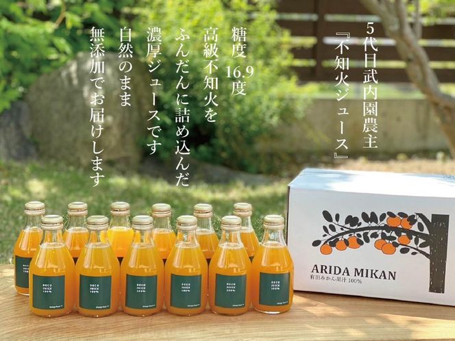 和歌山県産 高級  不知火ジュース 180ml×12本 糖度16.9 ギフト対応可 BA44