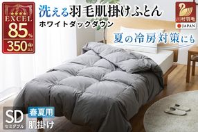 【春夏用】洗える！ 羽毛 肌掛け布団 セミダブル ホワイトダックダウン 85% 0.4kg (無地 グレー) 羽毛布団 布団 ふとん 羽毛 肌掛け 掛け布団 寝具 夏用 日本製 国産 抗菌防臭 無地 コインランドリー [川村羽毛 山梨県 韮崎市 20745099]