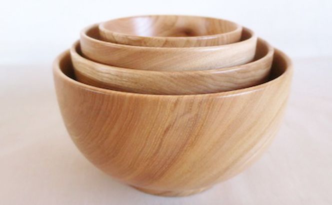 十勝の木のうつわ［天然木製］ 四つ椀 入れ子【 工芸品 食器 汁椀 調理器具 北海道 十勝 幕別 】
