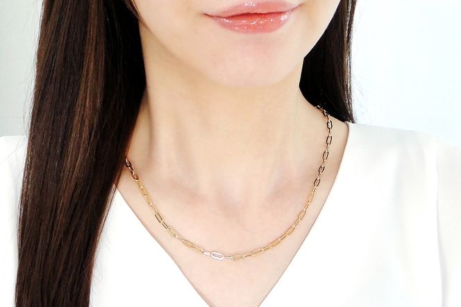 K18YGペーパークリップチェーンネックレス 幅3.6ミリ 中空 CSN00188-18Y SWAV068