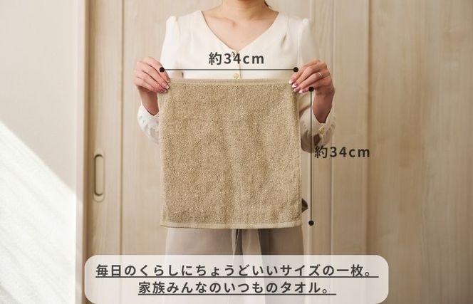 005A797 くらしハンドタオル 3枚 サンドベージュ【泉州タオル たおる 国産 吸水 普段使い シンプル 日用品 家族 ファミリー】