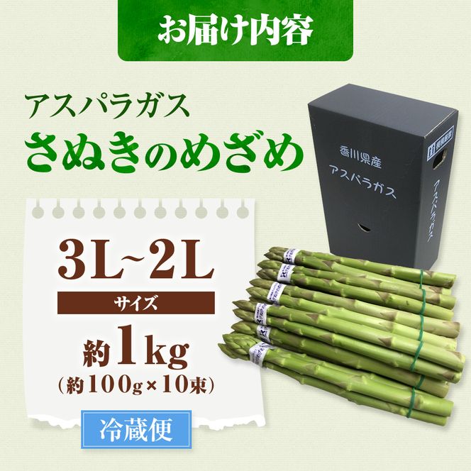 アスパラガス【さぬきのめざめ】3L・2Lサイズ1kg 野菜 夏野菜 