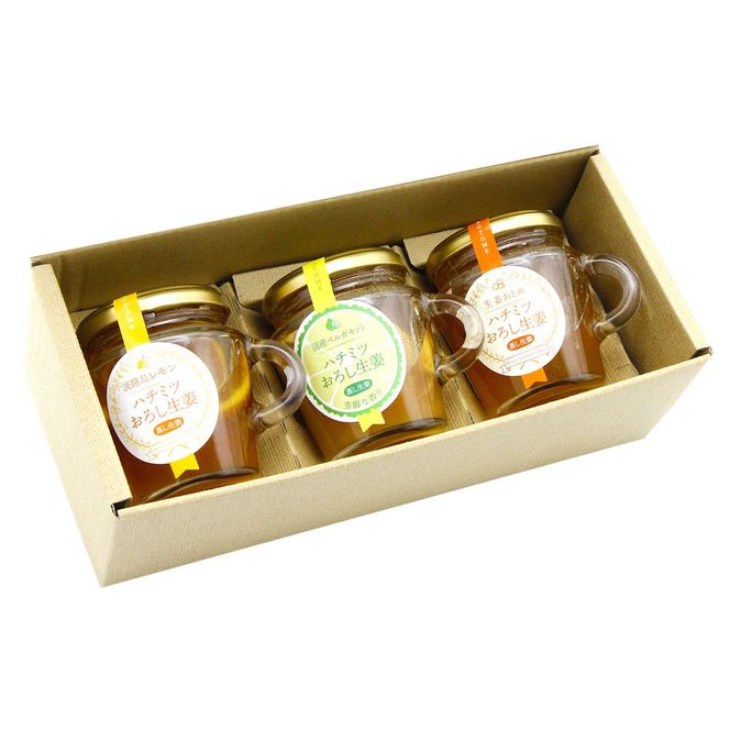 ハチミツ 生姜 3種ギフト 各150ml×3個 （プレーン・レモン・ベルガモット）/ はちみつ 蜂蜜 しょうが こうのとり生姜 生姜 ジンジャー 温活 食品 加工食品 但馬アグリファーム