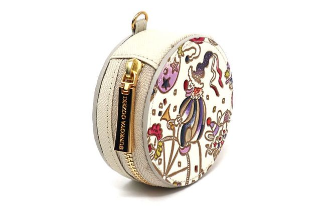 【文庫屋大関】マカロンポーチ ピエロ＜ソワレ＞【皮革工芸品】 ポーチ ミニポーチ 小物入れ アクセサリー入れ イヤホン入れ 収納 保管ケース 手のひらサイズ  本革 革 皮革 工芸品 工芸 雑貨 ギフト プレゼント 日本製 東京